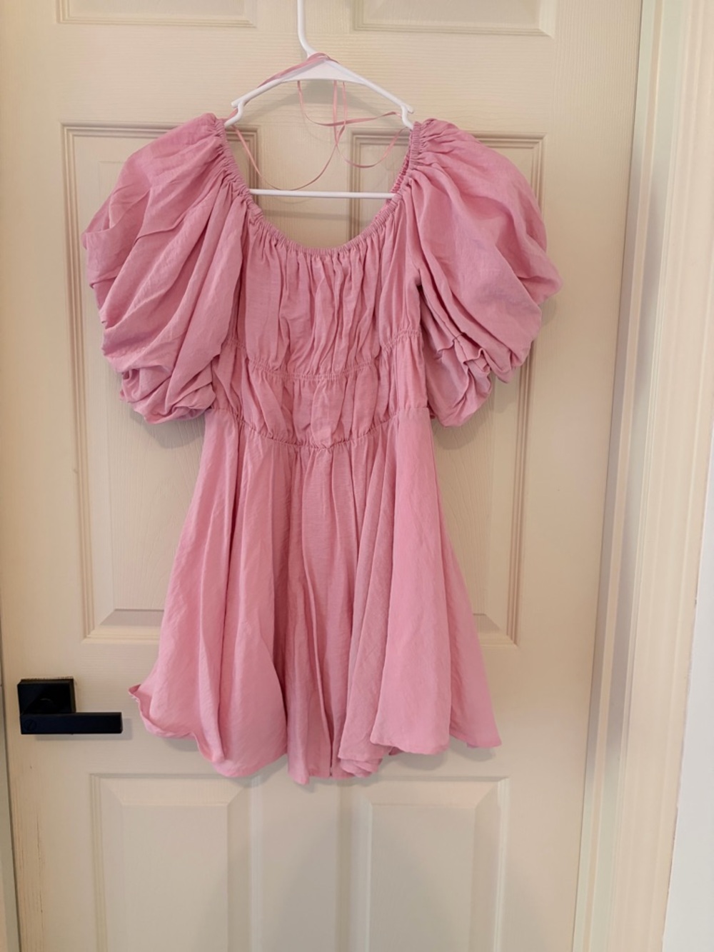 Vintage Shop Pink Puff-Sleeve Mini Dress